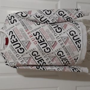 GUESS Women's Graphic Spell Out Long Sleeve Fleece Lined Sweatshirt Size L